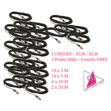 PACK CÂBLAGE LUMIERES DMX DISCO MOBILE