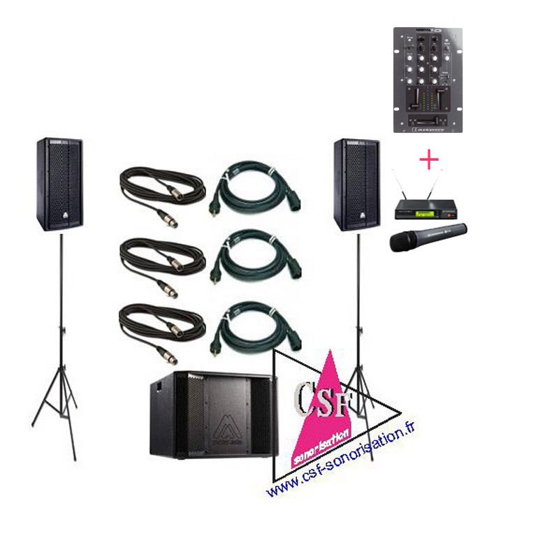 Location sonorisation pour votre soirée karaoké - Pack son et 2 micros UHF (sans  fils)